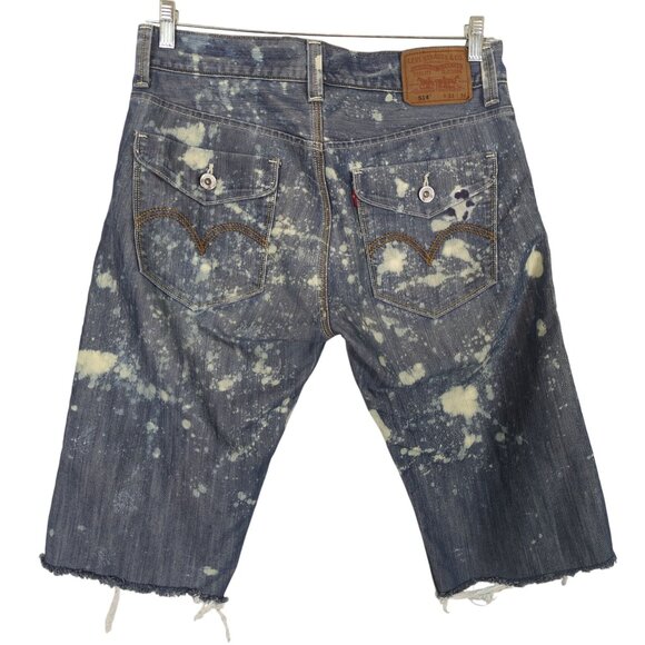 Levi's Men's bleach splashed cut off‎ raw hem Denim 514 Shorts size 33 - Picture 2 of 14